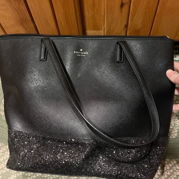 Kate Spade Greta Court Black and Glitter Tote - Picture 1 of 6